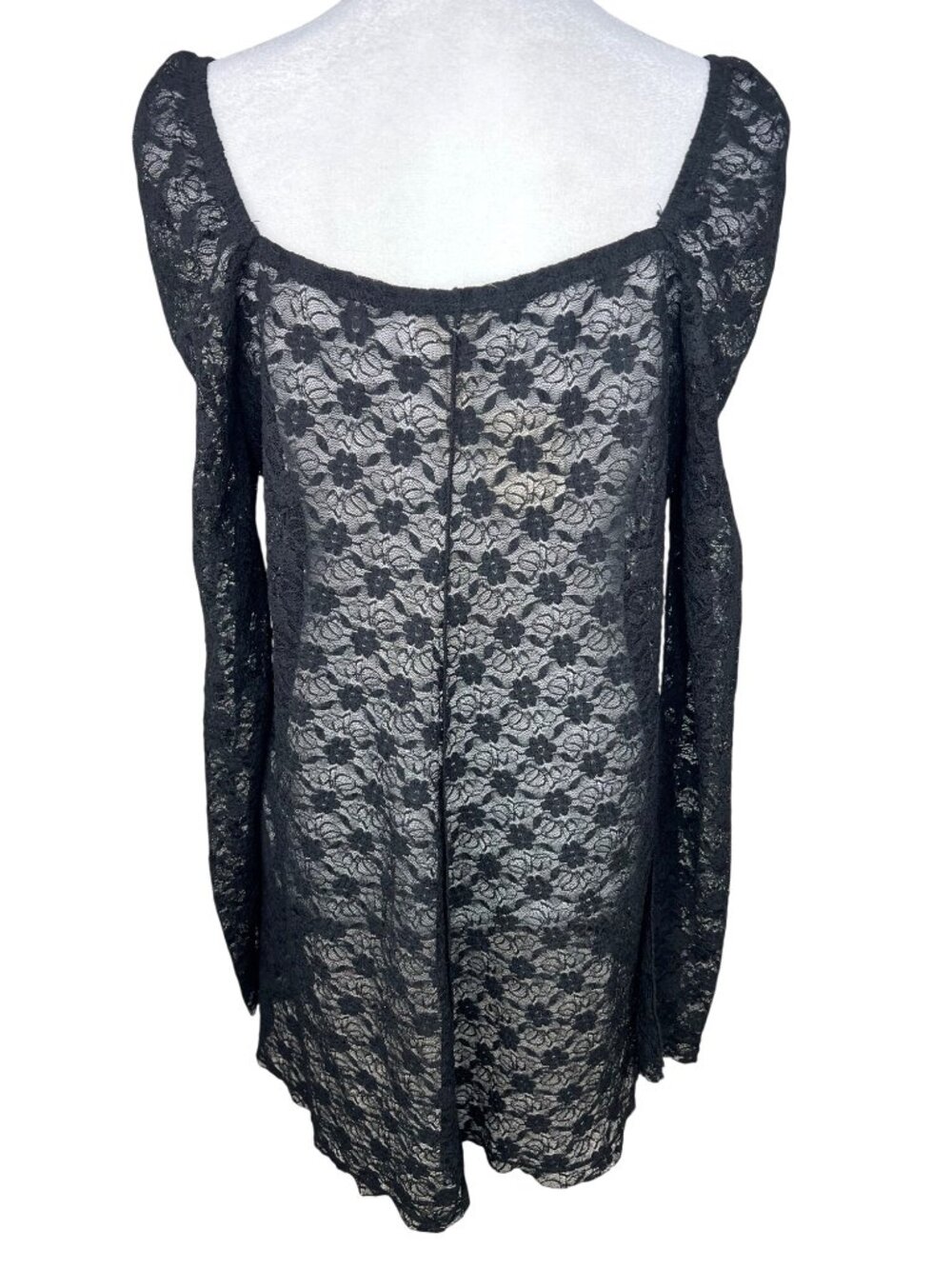 Free People Black Floral Lace Long Sleeve Tunic Top Womens Small New - Picture 10 of 15